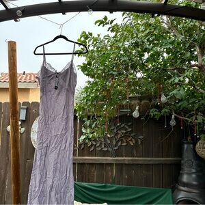Elegant Lavender Lace Trim Maxi Dress NWT